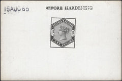 141806 1883 1S LILAC AND GREEN SUPERB DIE PROOF '15 AUG 83' 'BEFORE HARDENING'.