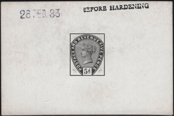 141809 1883 5D DULL GREEN FINE DIE PROOF FROM THE UNISSUED DIE 1 WITH 'LINE UNDER D'.