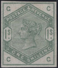 141817 1884 1S DULL GREEN (SG196) GOOD TO FINE IMPERFORATE IMPRIMATUR LETTERED CG, APPARENTLY PLATE ONE.
