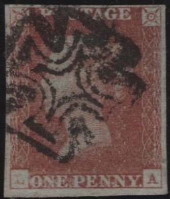 141828 1840-41 MATCHED TRIO 1D BLACKS PL.1A (SG2), PL.1B (SG2) AND PENNY RED PL.1C (SG7) LETTERED LA.