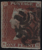 141833 1840-41 MATCHED QUARTET 1D BLACK PL.8 (SG2), AND 1D REDS (SG7) X 3 IN STATE ONE (SPEC AS51) X 2, ONE WITH RED MALTESE CROSS AND SINGLE IN STATE TWO (SPEC AS55) LETTERED EH.