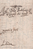 141837 1582 MAIL FROM AUGUSTA (AUGSBURG) TO BARTOLOMIO CORSINI e COMPAGNI, LONDRA.