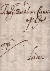 141838 1583 MAIL VERONA TO BARTOLAMEO CORSINI, LONDRA WITH MANUSCRIPT 'pq' (PER QUESTA).