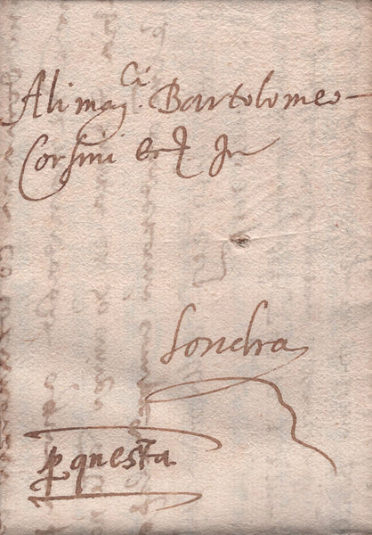 141839 1587 MAIL FROM ROUEN, FRANCE TO BARTOLOMEO CORSINI A LONDRA.