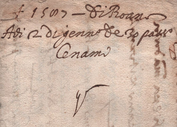 141839 1587 MAIL FROM ROUEN, FRANCE TO BARTOLOMEO CORSINI A LONDRA.