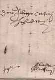 141842 1571 MAIL FROM ROUEN, FRANCE TO FILIPPO CORSINI IN LONDON WITH MANUSCRIPT 'pq'.