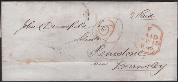 141851 1831-1849 UNUSUAL COLLECTION 19 COVERS SHOWING 'POSTMASTERS PERK' (ADDITIONAL CHARGE) FOR DELIVERING COVERS LOCALLY WITHIN THE PENISTONE AREA OF SOUTH YORKS.