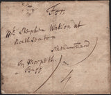 141857 1723 MAIL LONDON TO NORTH SEATON, NORTHUMBERLAND ENDORSED 'By Morpeth Bagg'.