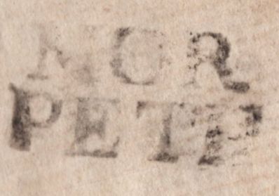 141860 1763 ABUSE OF FREE MAIL MORPETH TO ALNWICK WITH 'MOR/PETH' TWO LINE HAND STAMP (NR410).