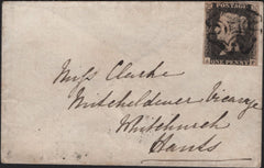 141865 1841 MAIL BLANDFORD, DORSET TO WHITCHURCH, HANTS WITH FINE TO VERY FINE 1D GREY-BLACK PLATE ELEVEN (SG 3)(AF).