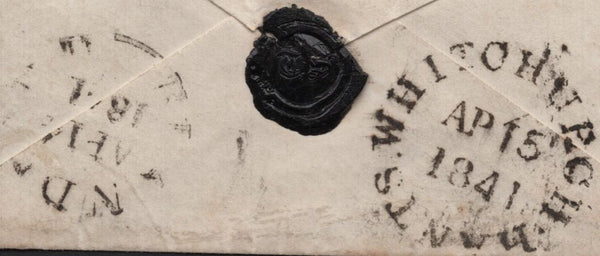 141865 1841 MAIL BLANDFORD, DORSET TO WHITCHURCH, HANTS WITH FINE TO VERY FINE 1D GREY-BLACK PLATE ELEVEN (SG 3)(AF).