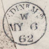 141868 1862 MAIL LONDON TO EDINBURGH WITH DIE2 1D ROSE-RED (SG40) X 2 WITH '46 46' DOUBLE NUMERAL.