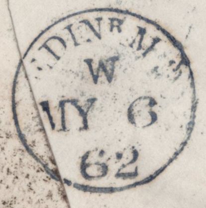141868 1862 MAIL LONDON TO EDINBURGH WITH DIE2 1D ROSE-RED (SG40) X 2 WITH '46 46' DOUBLE NUMERAL.