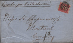 141870 CIRCA 1857 LARGE PART WRAPPER LONDON TO MONTREAL, CANADA 1D (SG40) AND '1d' CANADIAN CHARGE MARK.