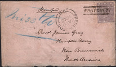 141878 1858 MAIL MARYCULTER, KINCARDINE TO NEW BRUNSWICK, NORTH AMERICA, 6D (SG68) 'MARYCULTER' SCOTS LOCAL CANCELLATION.