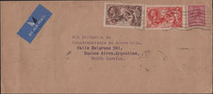 141884 1836 AIR MAIL LONDON TO BUENOS AIRES, ARGENTINE WITH SEAHORSE 2/6 (SG450), 5S (SG451) AND 6D.