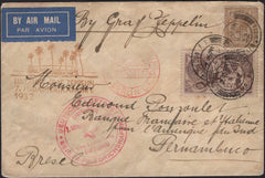 141888 1932 AIR MAIL VIA GRAF ZEPPELIN FROM LONDON TO BRAZIL WITH 2/6 SEAHORSE (SG415).