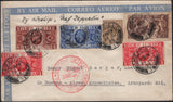141889 1935 AIR MAIL SHEFFIELD TO BUENOS AIRES, ARGENTINE 'BY AIRSHIP 'GRAF ZEPPELIN' WITH KGV SILVER JUBILEE ISSUE, 1S AND 2/6 SEAHORSE (SG450).