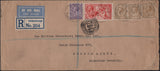 141891 1932 REGISTERED AIR MAIL MIDDLESBROUGH, YORKS TO BUENOS AIRES, ARGENTINE WITH 5S SEAHORSE (SG416), 3D AND KGV 1S X 3.