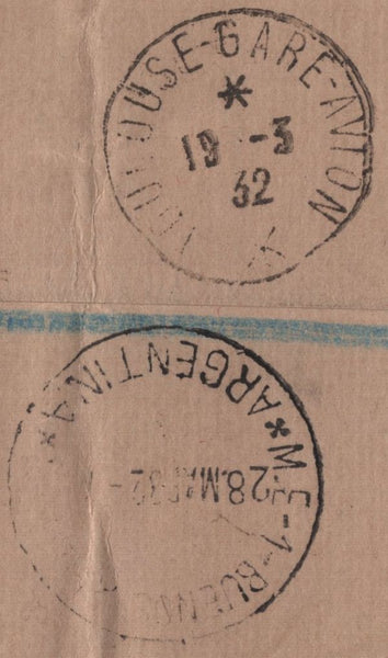 141891 1932 REGISTERED AIR MAIL MIDDLESBROUGH, YORKS TO BUENOS AIRES, ARGENTINE WITH 5S SEAHORSE (SG416), 3D AND KGV 1S X 3.