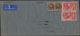 141898 1939 AIR MAIL GREENFORD, MIDDLX TO BUENOS AIRES, ARGENTINA WITH 5S SEAHORSE (SG451) X 2 AND 1S (SG449) X 2.