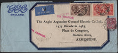 141901 1936 AIR MAIL LONDON TO BUENOS AIRES, ARGENTINE WITH KGV 2/6 SEAHORSE (SG450) 5S SEAHORSE (SG451) AND 6D.