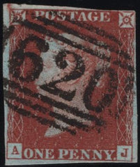 141903 1845 1D PL.58 (SG8)(AJ) MISSING IMPRIMATUR LETTERING, GOOD USED.