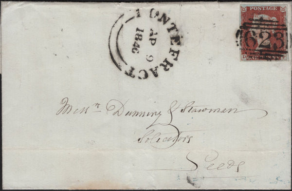 141911 1846 MAIL PONTEFRACT, YORKS TO LEEDS 1D PL.58 (SG8)(DF).