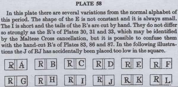 141913 1845 1D PL.58 (SG8)(RL CONSTANT VARIETY 'P' CONVERTED TO 'R' SPEC BS47f) USED.
