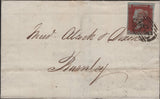 141916 1845 MAIL LIVERPOOL TO BURNLEY 1D PL.54 (SG8)(FF) 'BURNLEY/2' SKELETON DATE STAMP IN BLUE (LA233).