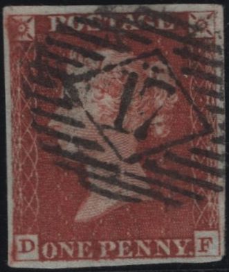 141919 1845 1D PL.54 (SG8)(DF) FINE USED.