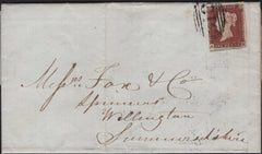 141923 1845 MAIL GLOUCESTER TO WELLINGTON, SOMS 1D PL.50 (SG8)(AK).