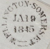 141923 1845 MAIL GLOUCESTER TO WELLINGTON, SOMS 1D PL.50 (SG8)(AK).