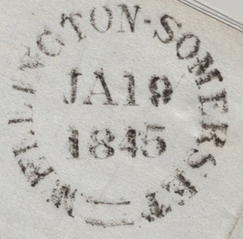 141923 1845 MAIL GLOUCESTER TO WELLINGTON, SOMS 1D PL.50 (SG8)(AK).