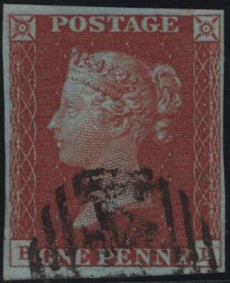 141924 1844 1D PL.49 (SG8)(BL) FINE USED.