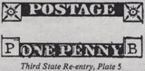 141931 1840-41 MATCHED TRIO 1D GREY-BLACKS PL.5 (SG3) IN STATE ONE (AS26) AND STATE TWO (AS28), ALSO 1D RED STATE THREE NON-COINCIDENT RE-ENTRY (SG7 SPEC AS32b) LETTERED PB.