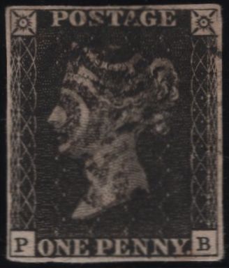 141933 1840 1D GREY-BLACK PL.5 (SG3)(PB) FINE USED.
