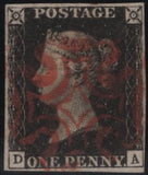 141935 1840 MATCHED QUINTET 1D BLACK/RED PLATE FIVE LETTERED DA WITH PLATE REPAIRS (SG2/SG7).