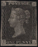 141935 1840 MATCHED QUINTET 1D BLACK/RED PLATE FIVE LETTERED DA WITH PLATE REPAIRS (SG2/SG7).