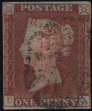 141935 1840 MATCHED QUINTET 1D BLACK/RED PLATE FIVE LETTERED DA WITH PLATE REPAIRS (SG2/SG7).