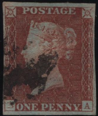 141936 1840-41 MATCHED QUARTET 1D BLACKS PL.5 STATE ONE (SG2 SPEC AS25), 1D BLACK STATE TWO (SG3 SPEC AS28), PENNY RED STATE TWO (SG7 SPEC AS29b) AND 1D RED STATE THREE (SG7 SPEC AS33a) LETTERED BA.