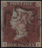 141938 1840-41 MATCHED TRIO 1D BLACKS PL.1A (SG2), PL.1B (SG2) AND 1D RED PL.1C (SG7 SPEC AS8) LETTERED AI.