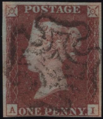 141938 1840-41 MATCHED TRIO 1D BLACKS PL.1A (SG2), PL.1B (SG2) AND 1D RED PL.1C (SG7 SPEC AS8) LETTERED AI.