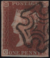 141943 1841 1D RED PL.2 (SG7)(CK) GOOD TO FINE USED.