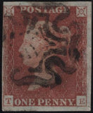 141945 1840-41 MATCHED TRIO 1D BLACKS PL.1A (SG2), PL.1B (SG2) AND PENNY RED PL.1C (SG7 SPEC AS8) LETTERED TE.