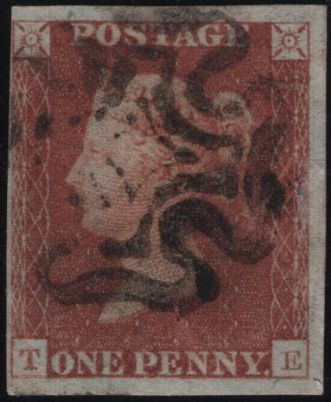 141945 1840-41 MATCHED TRIO 1D BLACKS PL.1A (SG2), PL.1B (SG2) AND PENNY RED PL.1C (SG7 SPEC AS8) LETTERED TE.