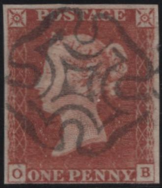 141947 1842 1D PL.24 (SG8)(OB) EDINBURGH MALTESE CROSS, GOOD TO FINE USED.