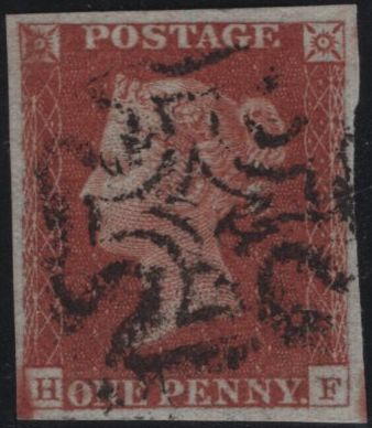 141954 1843 1D PL.39 (SG8)(HF) MALTESE CROSS CANCELLATION.
