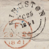 141963 1841 MAIL THAMES DITTON, SURREY TO DUBLIN WITH 1D RED PL. ELEVEN (SG7)(LD) 'Thames Ditton/Penny Post' HAND STAMP (SY615).