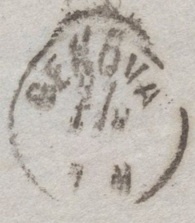 141966 1870 MAIL LONDON TO GENOVA, ITALY WITH 10D PALE RED-BROWN (SG113).